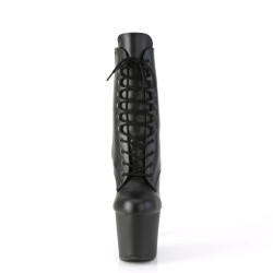 Pleaser IRONGRIP-1020 Black Vegan Leather Silver Boots