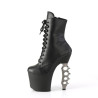 Pleaser IRONGRIP-1020 Black Vegan Leather Silver Boots