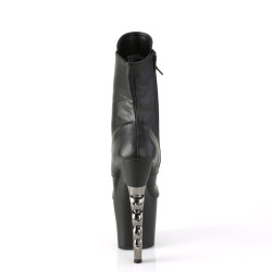 Pleaser IRONGRIP-1020 Black Vegan Leather Silver Boots