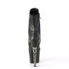 Pleaser IRONGRIP-1020 Black Vegan Leather Silver Boots