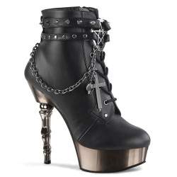 Demonia MUERTO-1001 Black Vegan Leather Pewter Chrome