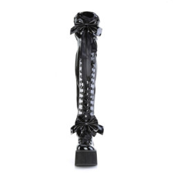 Demonia KERA-303 Black Patent Platform Thigh High Boots