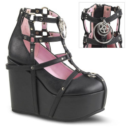 Demonia POISON-25-1 Black Vegan Platform Ankle Boots Women