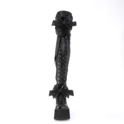 Demonia KERA-303 Black Vegan Platform Thigh High Boots