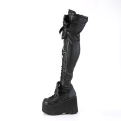 Demonia KERA-303 Black Vegan Platform Thigh High Boots