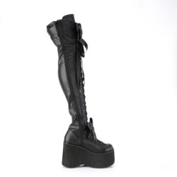 Demonia KERA-303 Black Vegan Platform Thigh High Boots