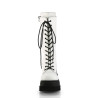 Demonia SHAKER-72 White Platform Knee High Wedge Boots