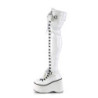 Demonia KERA-303 White Patent Platform Thigh High Boots