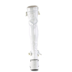 Demonia KERA-303 White Patent Platform Thigh High Boots