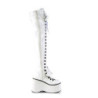 Demonia KERA-303 White Patent Platform Thigh High Boots
