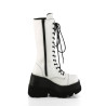 Demonia SHAKER-72 White Platform Knee High Wedge Boots