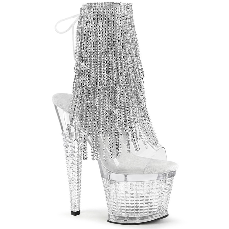 Pleaser SPECTATOR-1017RSF Transparent Silver Ankle Boots Pleaser SPECTATOR-1017RSF Transparent Silver Ankle Boots