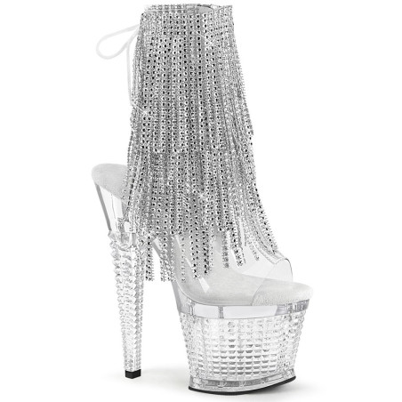 Pleaser SPECTATOR-1017RSF Transparent Silver Ankle Boots