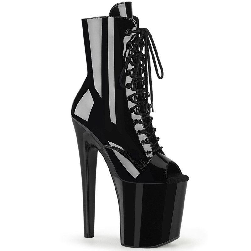 Pleaser XTREME-1021 Black Patent Ankle High Boots Women