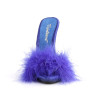 Fabulicious POISE-501F Blue Satin Feathers Mules Women