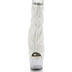 Pleaser ADORE-1031GM White Fabric Strass Transparent