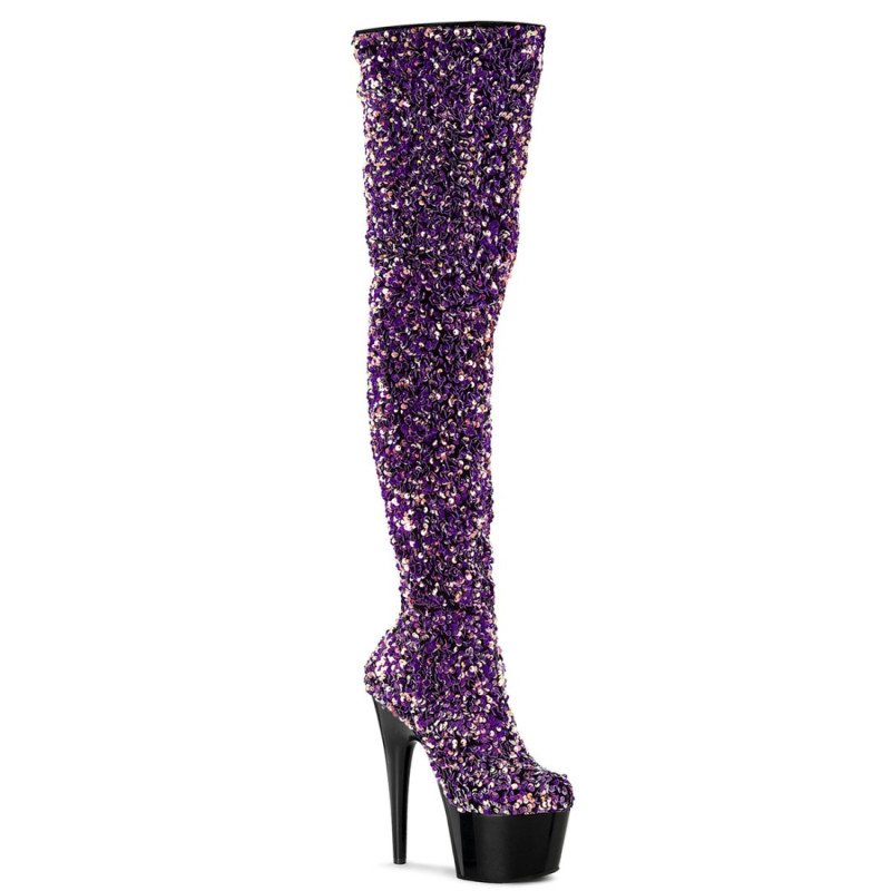 Pleaser ADORE-3020 Purple Sequins Black Sale Women