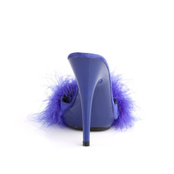 Fabulicious POISE-501F Blue Satin Feathers Mules Women
