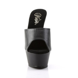 Pleaser KISS-201 Black Vegan Leather High Heeled Mules