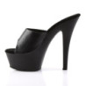 Pleaser KISS-201 Black Vegan Leather High Heeled Mules
