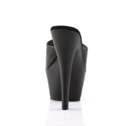 Pleaser KISS-201 Black Vegan Leather High Heeled Mules