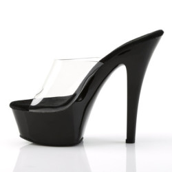 Pleaser KISS-201 Transparent Black Heeled Mules Women
