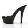 Pleaser KISS-201 Transparent Black Heeled Mules Women