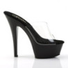 Pleaser KISS-201 Transparent Black Heeled Mules Women
