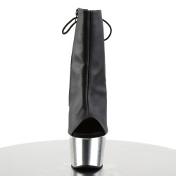 Pleaser ADORE-1018 Black Vegan Leather Silver Chrome