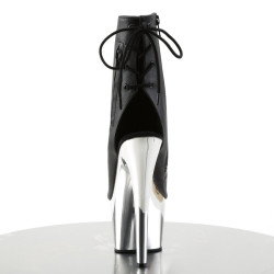 Pleaser ADORE-1018 Black Vegan Leather Silver Chrome