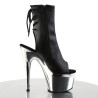 Pleaser ADORE-1018 Black Vegan Leather Silver Chrome