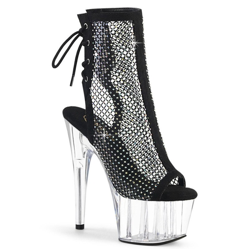 Pleaser ADORE-1018RM Black Vegan Suede Strass Mesh Women Pleaser ADORE-1018RM Black Vegan Suede Strass Mesh Women