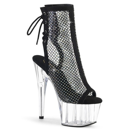 Pleaser ADORE-1018RM Black Vegan Suede Strass Mesh Women