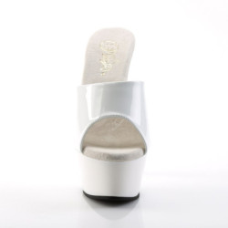 Pleaser KISS-201 White Patent High Heeled Mules Women