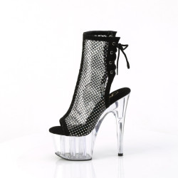Pleaser ADORE-1018RM Black Vegan Suede Strass Mesh Women
