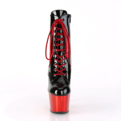 Pleaser ADORE-1020 Black Patent Red Chrome Ankle Boots