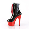 Pleaser ADORE-1020 Black Patent Red Chrome Ankle Boots