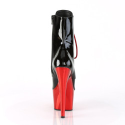 Pleaser ADORE-1020 Black Patent Red Chrome Ankle Boots