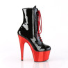 Pleaser ADORE-1020 Black Patent Red Chrome Ankle Boots