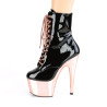 Pleaser ADORE-1020 Black Patent Rose Gold Chrome Boots