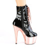 Pleaser ADORE-1020 Black Patent Rose Gold Chrome Boots
