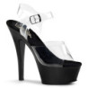 Pleaser ADORE-1020 Black Patent Blue Chrome Ankle Boots