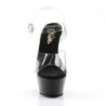 Pleaser ADORE-1020 Black Patent Blue Chrome Ankle Boots