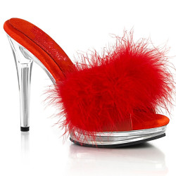 Fabulicious GLORY-501F-8 Red Vegan Leather Fur