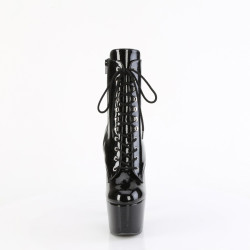 Pleaser ADORE-1020GP Black Glitter Patent Ankle Boots
