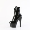 Pleaser ADORE-1020GP Black Glitter Patent Ankle Boots