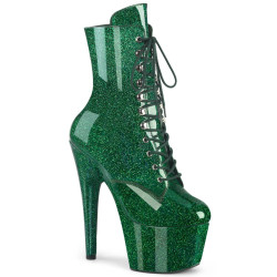 Pleaser ADORE-1020GP Green Glitter Patent Ankle Boots