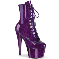 Pleaser ADORE-1020GP Purple Glitter Patent Ankle Boots
