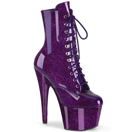 Pleaser ADORE-1020GP Purple Glitter Patent Ankle Boots