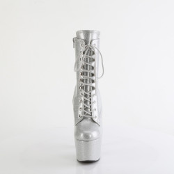 Pleaser ADORE-1020GP Silver Glitter Patent Ankle Boots